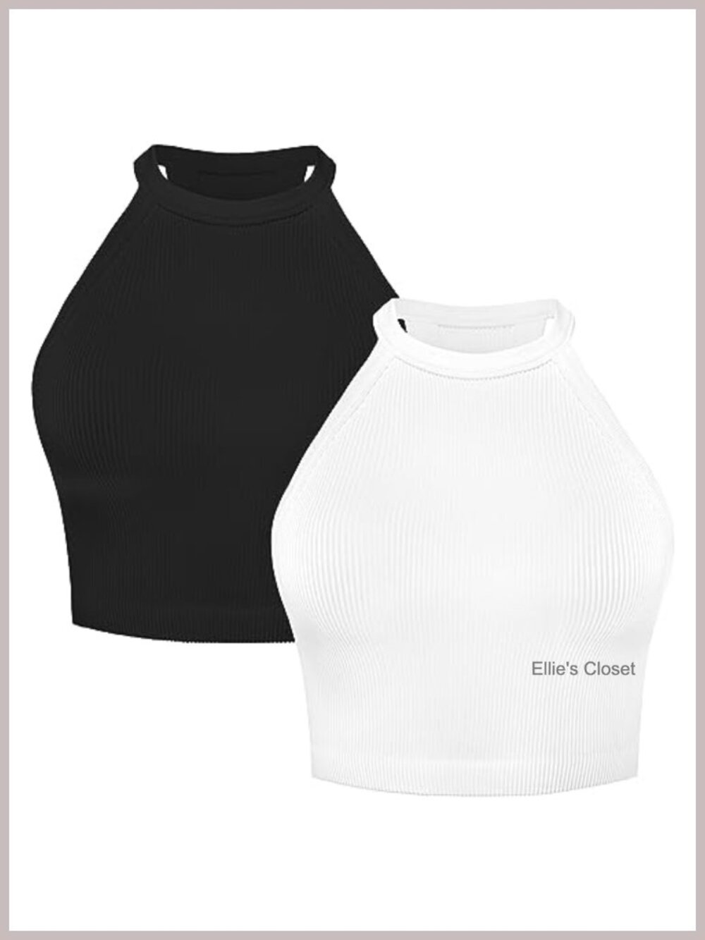 Women's Ribbed Seamless Halter Neck Cropped Yoga Tank Top
